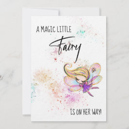 ** Glitter Rainbow Baby Fairy Douche Uitnodiging