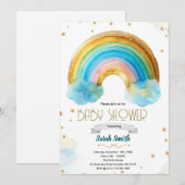 Glitter rainbow boy birthday invitation kaart (Voorkant / Achterkant)