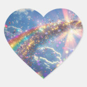 Glitter Rainbow Digitale kunst Hart Sticker (Voorkant)