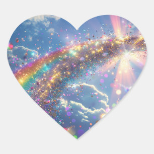 Glitter Rainbow Digitale kunst Hart Sticker