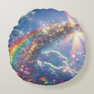 Glitter Rainbow Digitale kunst Rond Kussen