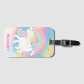 Glitter Rainbow en Unicorn met persoonlijke naam Bagagelabel (Voorkant (horizontaal))