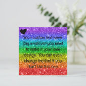 Glitter Rainbow Heart Blank Feestdagenkaart (Staand voorkant)