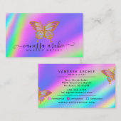 Glitter Rainbow Holographic Butterfly Visitekaartje (Voorkant / Achterkant)