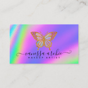 Glitter Rainbow Holographic Butterfly Visitekaartje