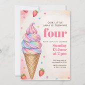 Glitter Rainbow Ice Cream Cone Birthday  Kaart (Voorkant)