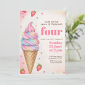 Glitter Rainbow Ice Cream Cone Birthday  Kaart (Staand voorkant)