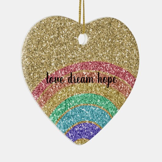 Glitter Rainbow Keramisch Ornament (Rechts)