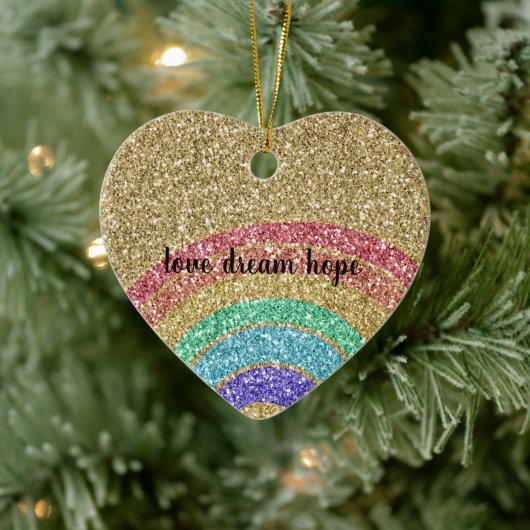 Glitter Rainbow Keramisch Ornament (Boom)