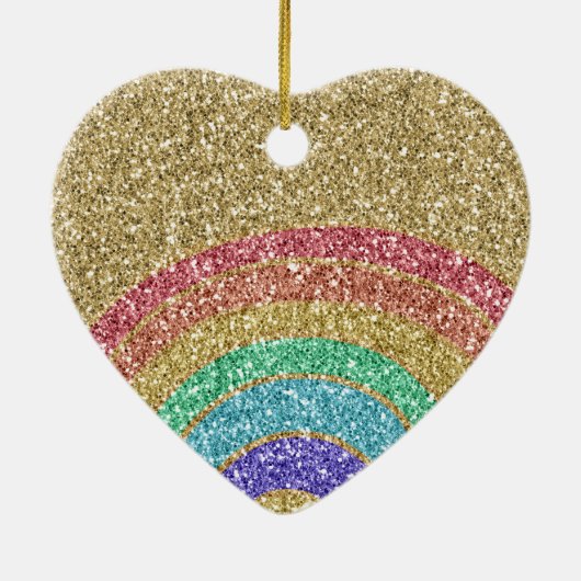 Glitter Rainbow  Keramisch Ornament (Achterkant)
