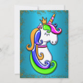 Glitter Rainbow Light Blue Unicorn Birthday Kaart (Achterkant)