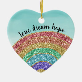 Glitter Rainbow Love Dream Hope Persoonlijk Keramisch Ornament