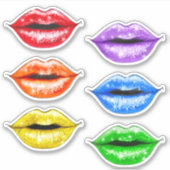 Glitter Rainbow Love Lips Sticker (Voorkant)