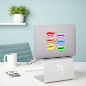 Glitter Rainbow Love Lips Sticker (Laptop op bureau)