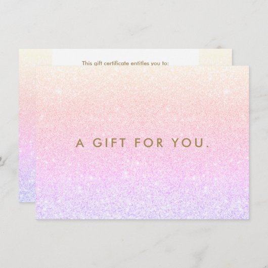 Glitter Rainbow Ombre Gift Certificate (Voorkant / Achterkant)