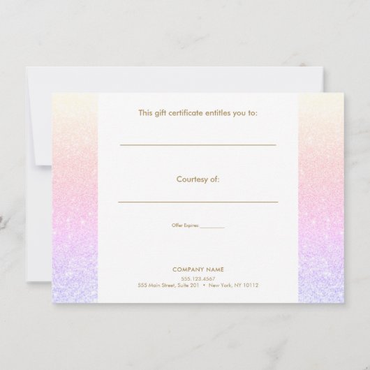 Glitter Rainbow Ombre Gift Certificate (Achterkant)
