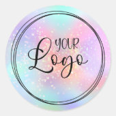 Glitter Rainbow Ombre Glam Logo Ronde Sticker (Voorkant)