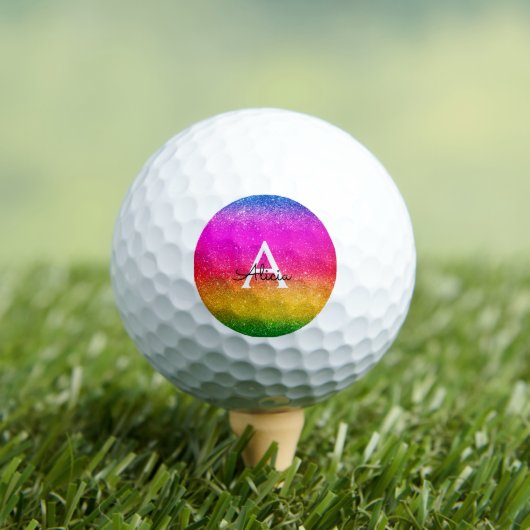 Glitter Rainbow Paars Geel Groen Golfballen (Insitu Shirt)