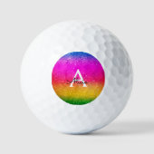 Glitter Rainbow Paars Geel Groen Golfballen (Voorkant)