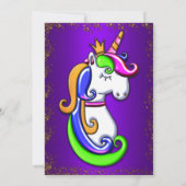 Glitter Rainbow Paarse Unicorn Birthday Kaart (Achterkant)