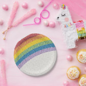 Glitter Rainbow Stripes Papieren Bordje (Feest)