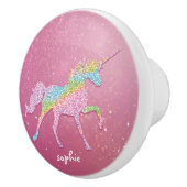 Glitter Rainbow Unicorn Ceramic Knob. Keramische Knop (Rechts)