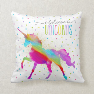 Glitter Rainbow Unicorn Kussen