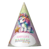 Glitter rainbow unicorn magical  feesthoedjes (Voorkant)