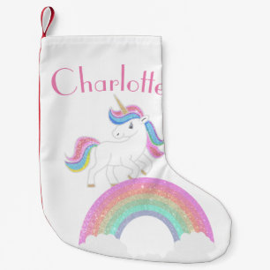 Glitter Rainbow Unicorn met aangepaste naam Kleine Kerstsok