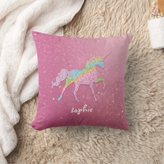 Glitter Rainbow Unicorn Nursery Kussen (Deken)