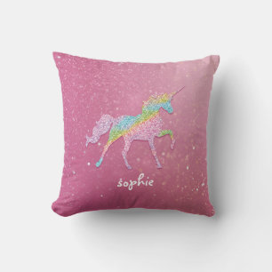 Glitter Rainbow Unicorn Nursery Kussen
