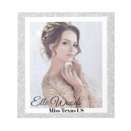 Glitter Rand Pageant Handtekening Notitieblok (Voorkant)
