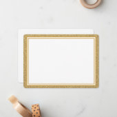 Glitter-rand voor flatnote Card-Gold-glitter Notitiekaartje (Voorkant / Achterkant in situ)