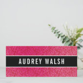 Glitter Raspberry roze luxe Gift Certificate Kaart (Staand voorkant)