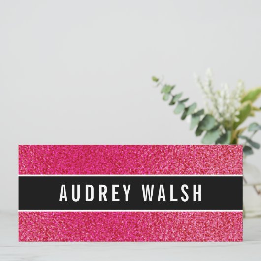 Glitter Raspberry roze luxe Gift Certificate Kaart (Staand voorkant)