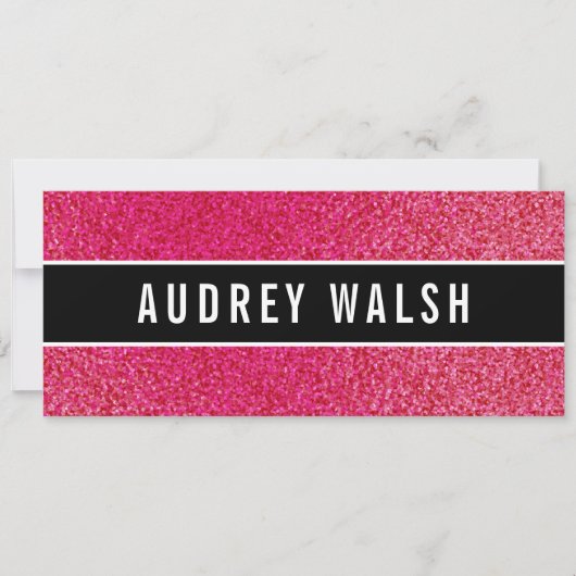 Glitter Raspberry roze luxe Gift Certificate Kaart (Voorkant)