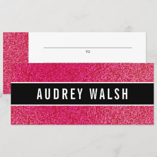 Glitter Raspberry roze luxe Gift Certificate Kaart