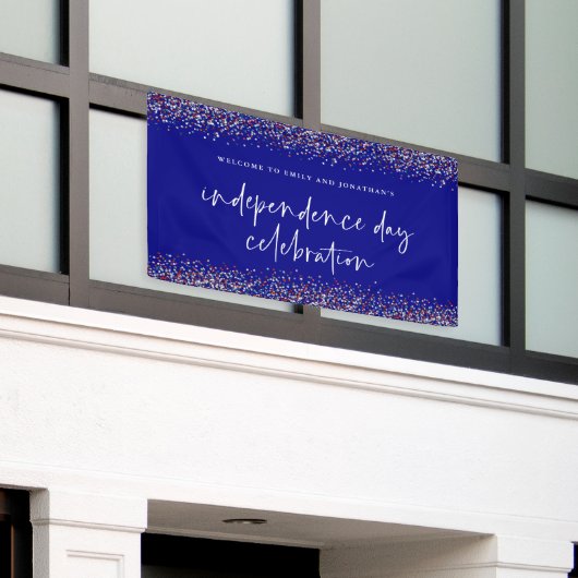 Glitter Red Blue Independence Day jul. Spandoek (Buitenkant Gebouw)