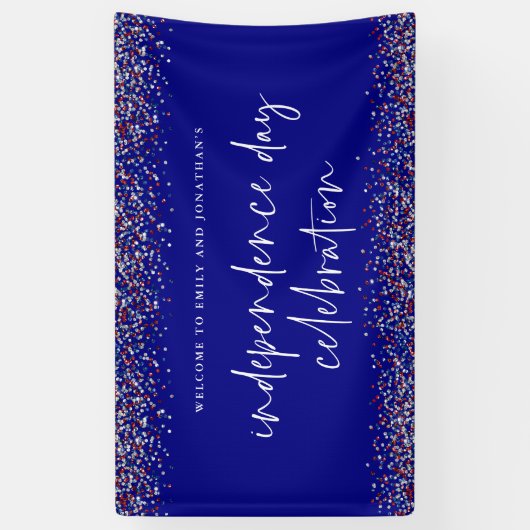 Glitter Red Blue Independence Day jul. Spandoek (Verticaal)