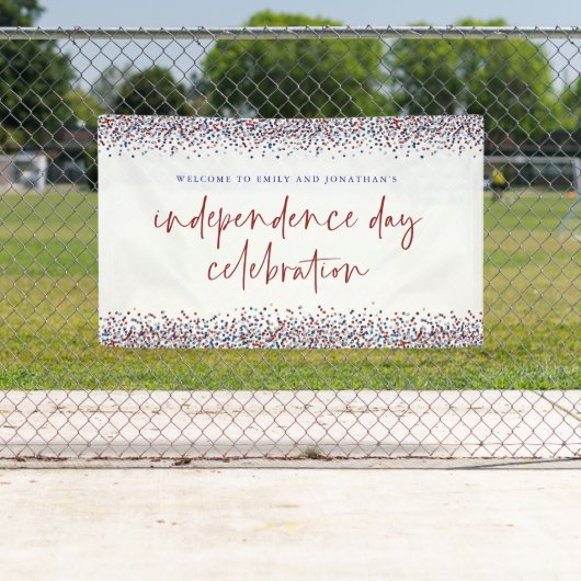 Glitter Red Blue Welcome Independence Day op 4 jul Spandoek (Insitu)