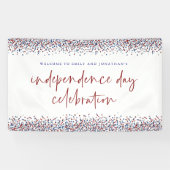 Glitter Red Blue Welcome Independence Day op 4 jul Spandoek (Horizontaal)