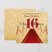 Glitter Red Carpet Hollywood Sweet 16 Uitnodiging (Voorkant / Achterkant)
