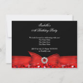 Glitter Red Diamond Bow Black Birthday Party Kaart (Achterkant)