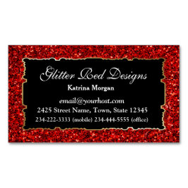 Glitter Red Elegance Magnetisch Visitekaartje