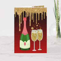 Glitter Red en Gold Champagne Nieuwjaar