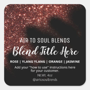 Glitter Red Essential Oil Blend Labels, in het bre Vierkante Sticker