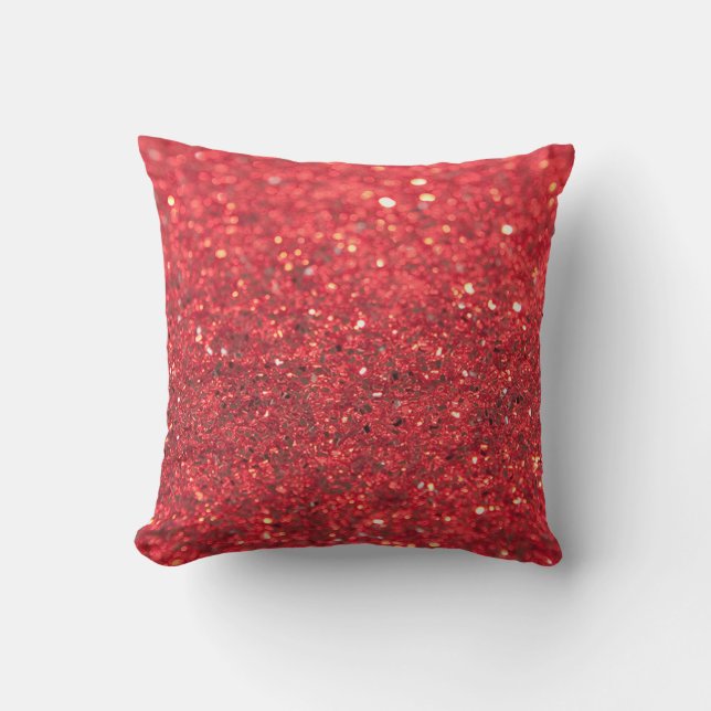 Glitter Red Faux Sequined Holiday Buitenkussen (Voorkant)
