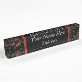 Glitter Red Flowers op Black Naambordje