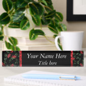 Glitter Red Flowers op Black Naambordje