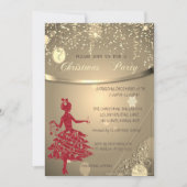 Glitter Red Girl, Confetti Company kerst Party Kaart (Voorkant)